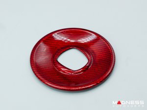 FIAT 500 Steering Wheel Trim - Carbon Fiber - Airbag Center - Large Outer Cover - Red Pearl Finish